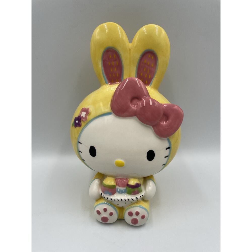 Blue Sky Clayworks HELLO KITTY Easter Bunny Ears Basket Eggs Figurine NEW 2024